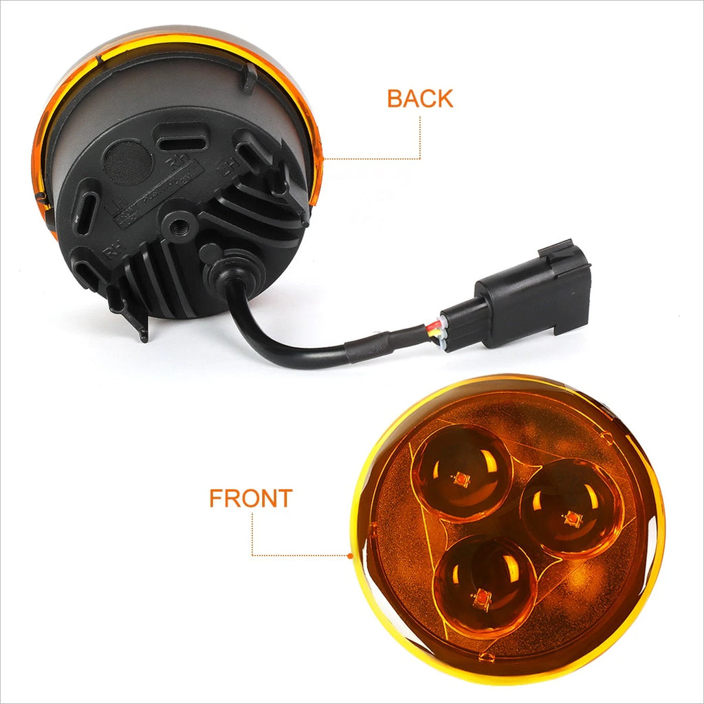 2X Amber Lens Front Bumper LED Turn Signal Lights for Jeep Wrangler JK (2007–2018)