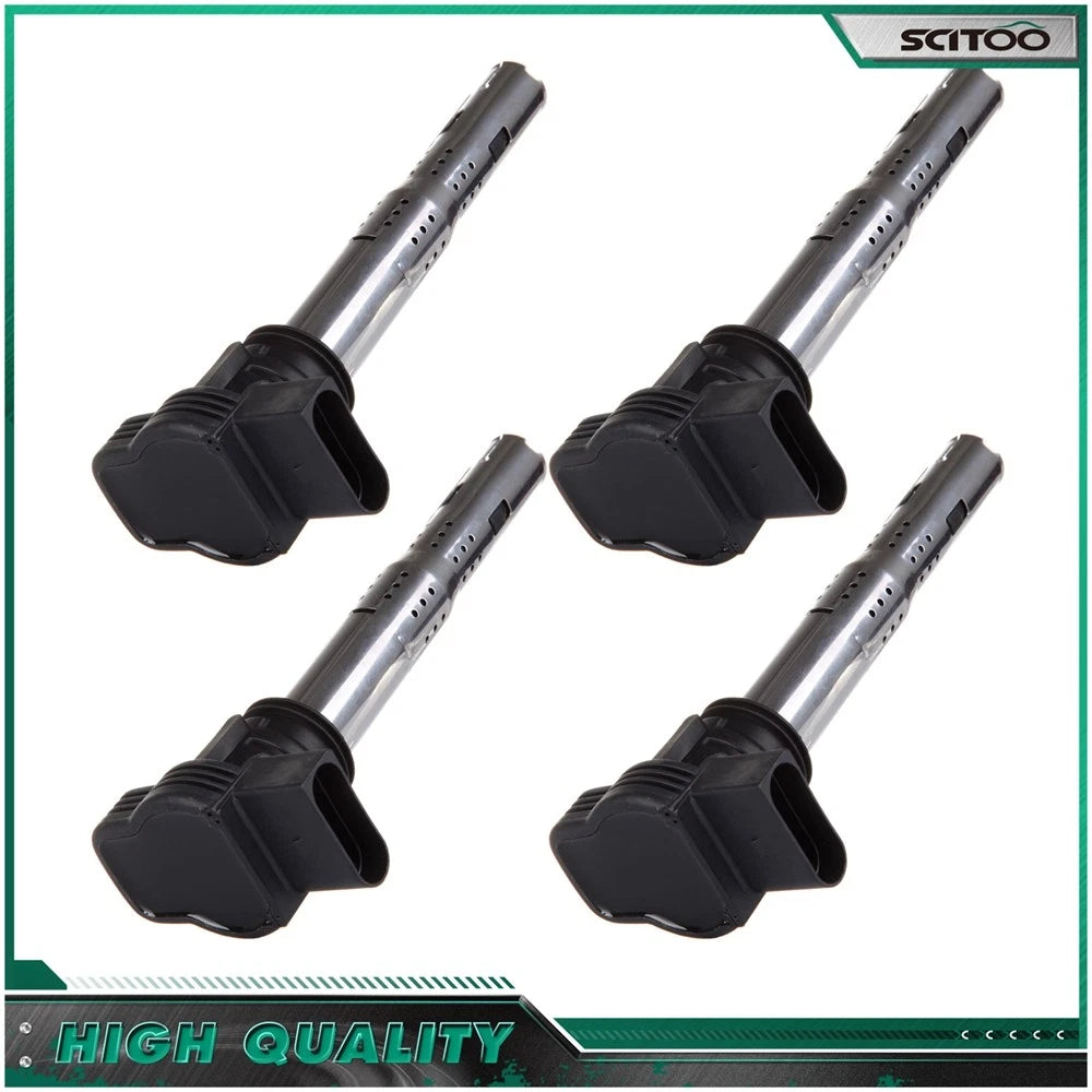 Set of 4 Ignition Coils for Audi A3 A4 A5 A6 Q3 TT, Volkswagen CC Eos GTI Jetta