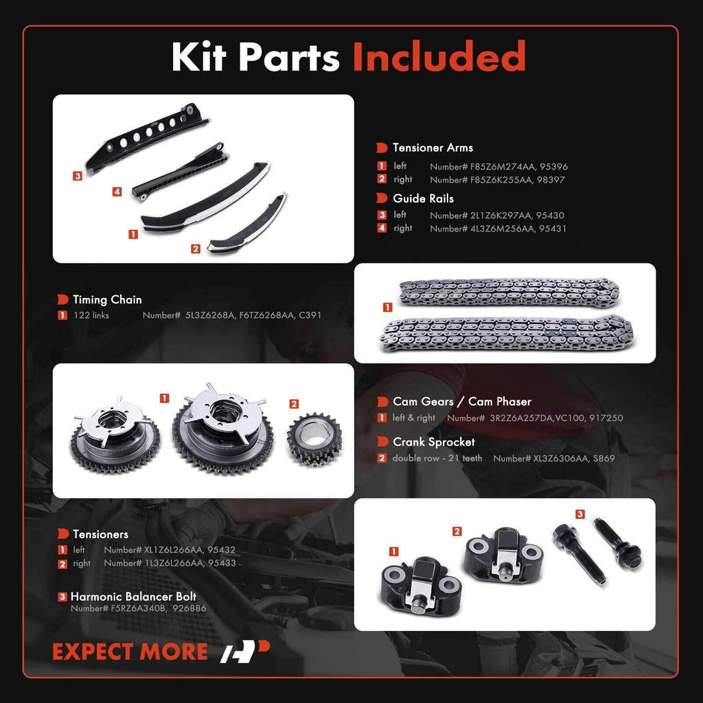 14x Timing Chain Kit & Water Pump for Ford F-150 (2005–2010)