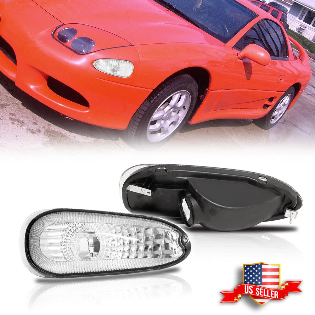 2X Clear Lens Chrome Front Corner Signal Lights for Mitsubishi 3000GT (1994–1998)
