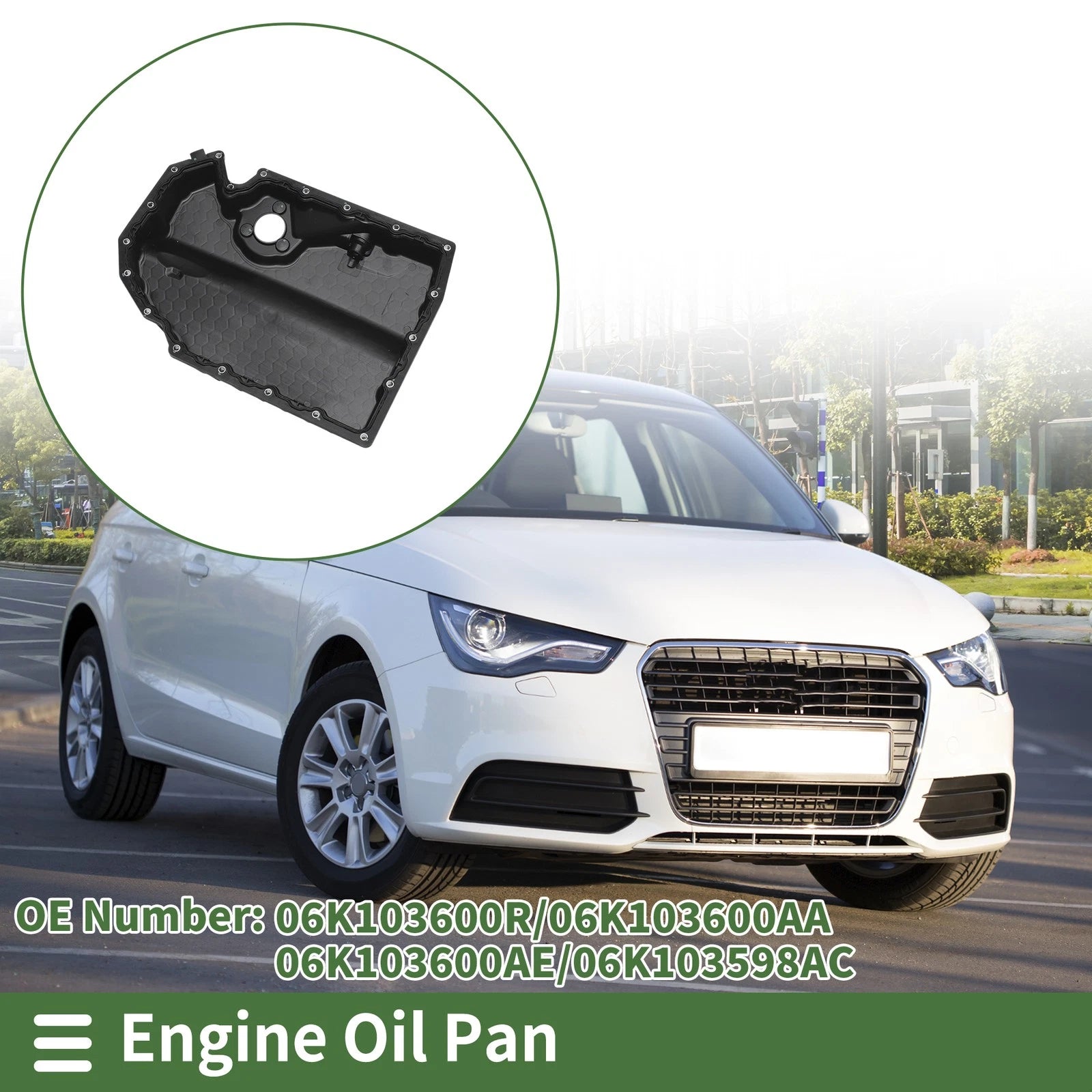 1 Pc Engine Oil Pan No.06K103600R for Audi A1 (2015–2018) Plastic Black