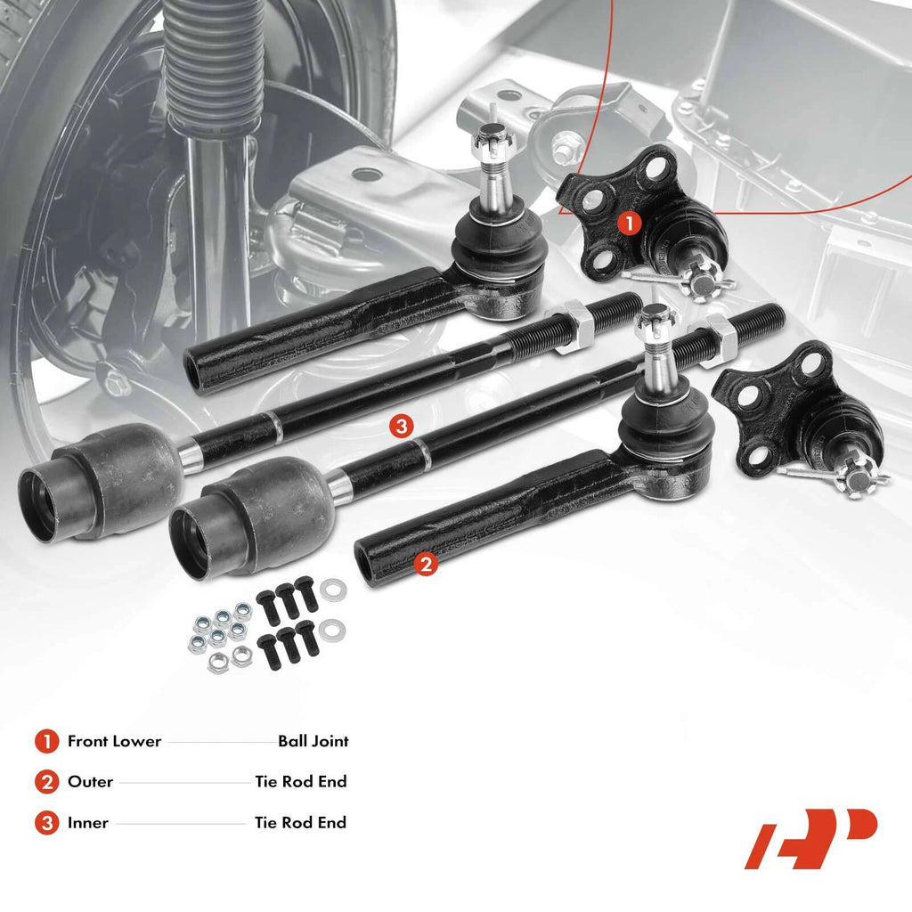 6x Inner & Outer Tie Rod End Ball Joint for Chevy Malibu (1997–2003)