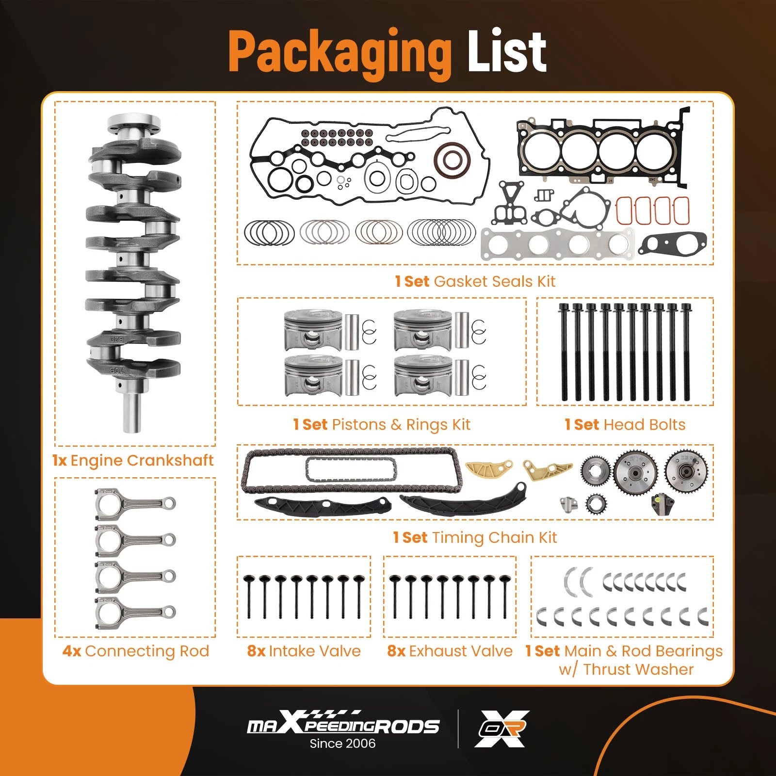 Engine Overhaul Rebuild Kit for Hyundai Kia G4KH 2.0 (2009–2023)
