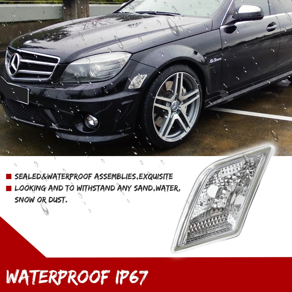 Clear Lens Front Side Marker Lights for Benz W204 C250 C300 (2008–2011)