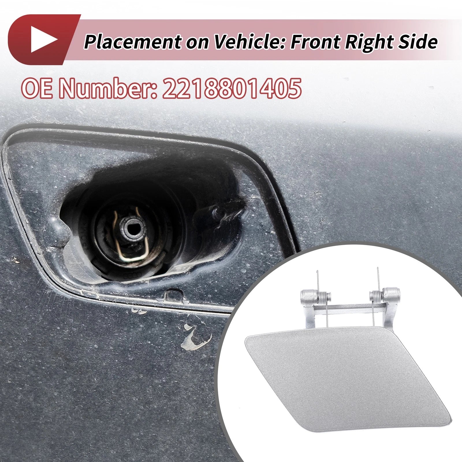Front Right Washer Nozzle Cover Cap for Mercedes-Benz S350 (2012–2013) Silver Tone