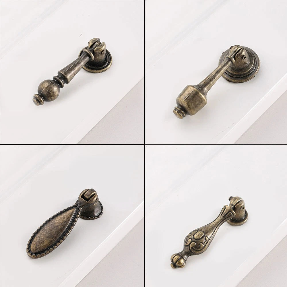 Set of 10 Antique Pull Knob Handles for Cabinet Door Hardware
