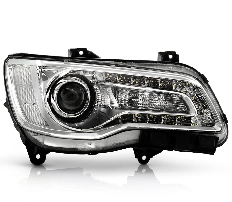 Chrome Halogen Headlight with LED DRL Projector for Chrysler 300 (2015–2023)