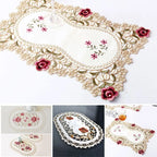 Set of 4 Oval/Rectangle Lace Floral Table Placemats 30x45cm Home Decor