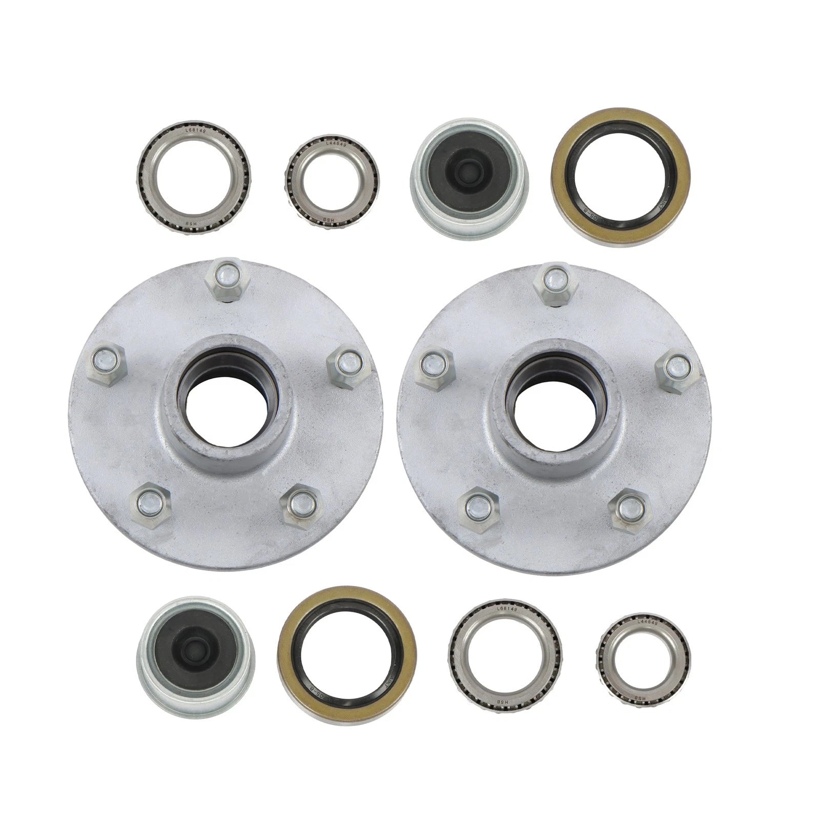 Set of 2 Galvanized Trailer Hub Kits for 3500 lbs Axle (5 on 5)