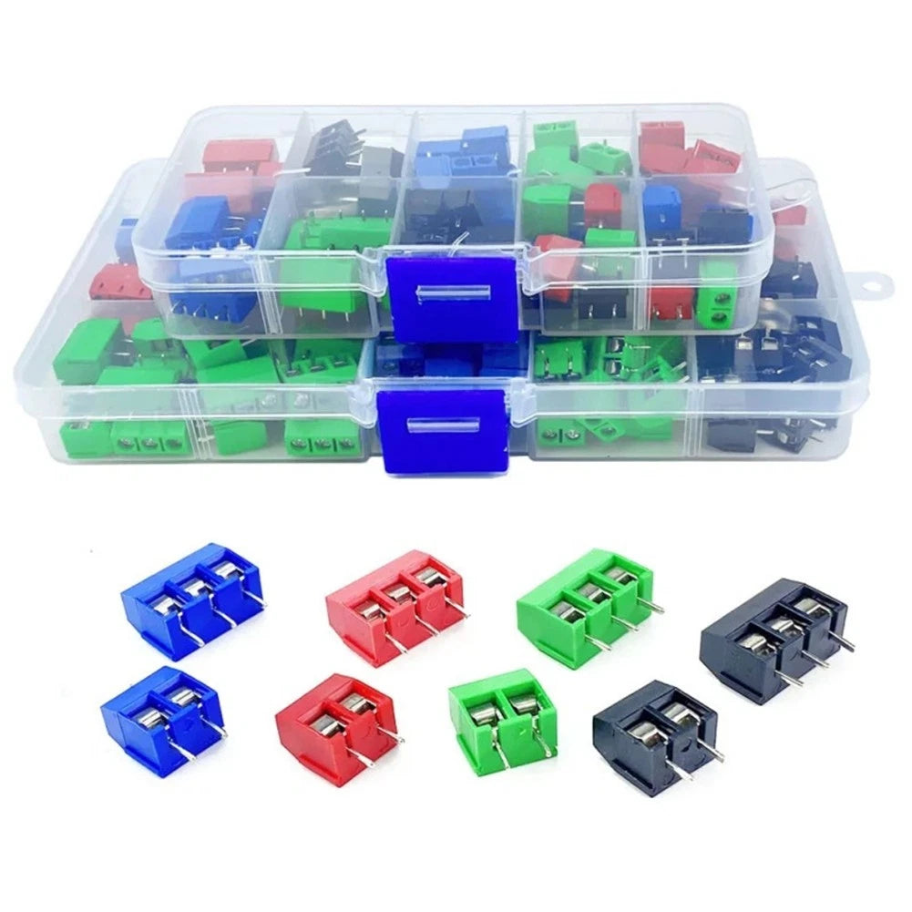 68PCS 5.0mm Pitch PCB Mount Screw Terminal Blocks 2 Pin 3 Pin