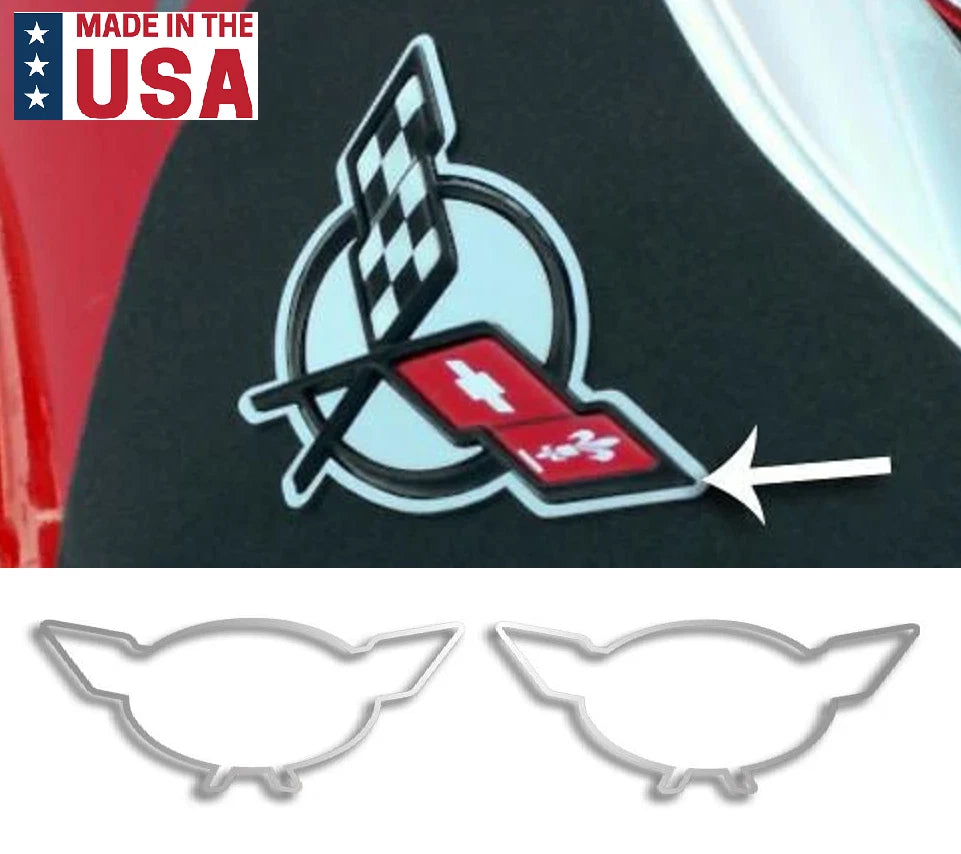 Front and Rear Emblem Stainless Trim Adhesive for 1997–2004 Chevy C5 Corvette