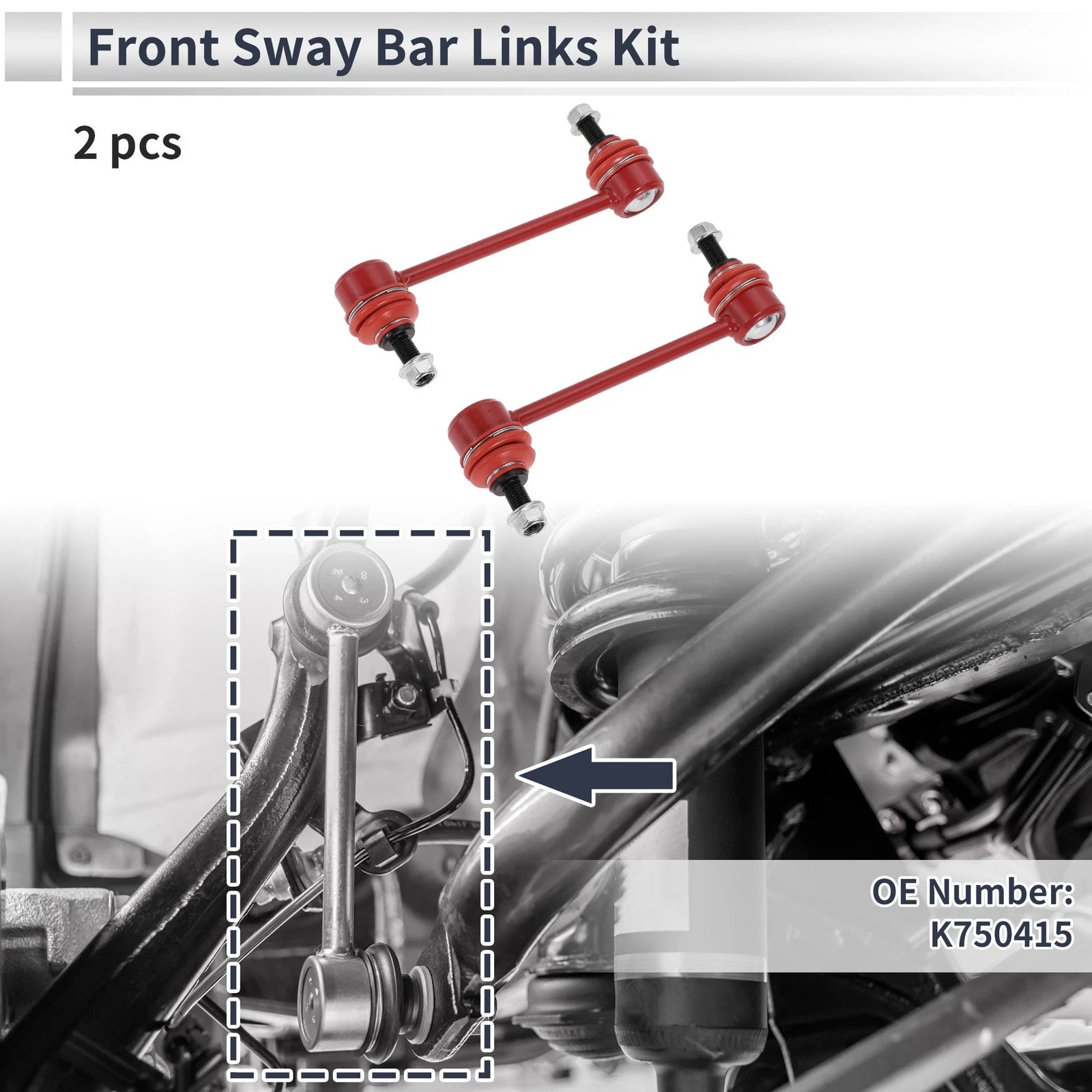 Set of 2 Front Stabilizer Bar Links for Ford Fusion (2010) No.K750415