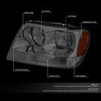 Smoked Housing Headlight + Amber Corner + LED Fog Light Kit for Jeep Grand Cherokee (1999–2004)