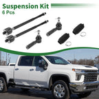 6pcs Front Suspension Kit Inner Outer Tie Rod End with Boot for Pontiac Torrent (2006–2009)
