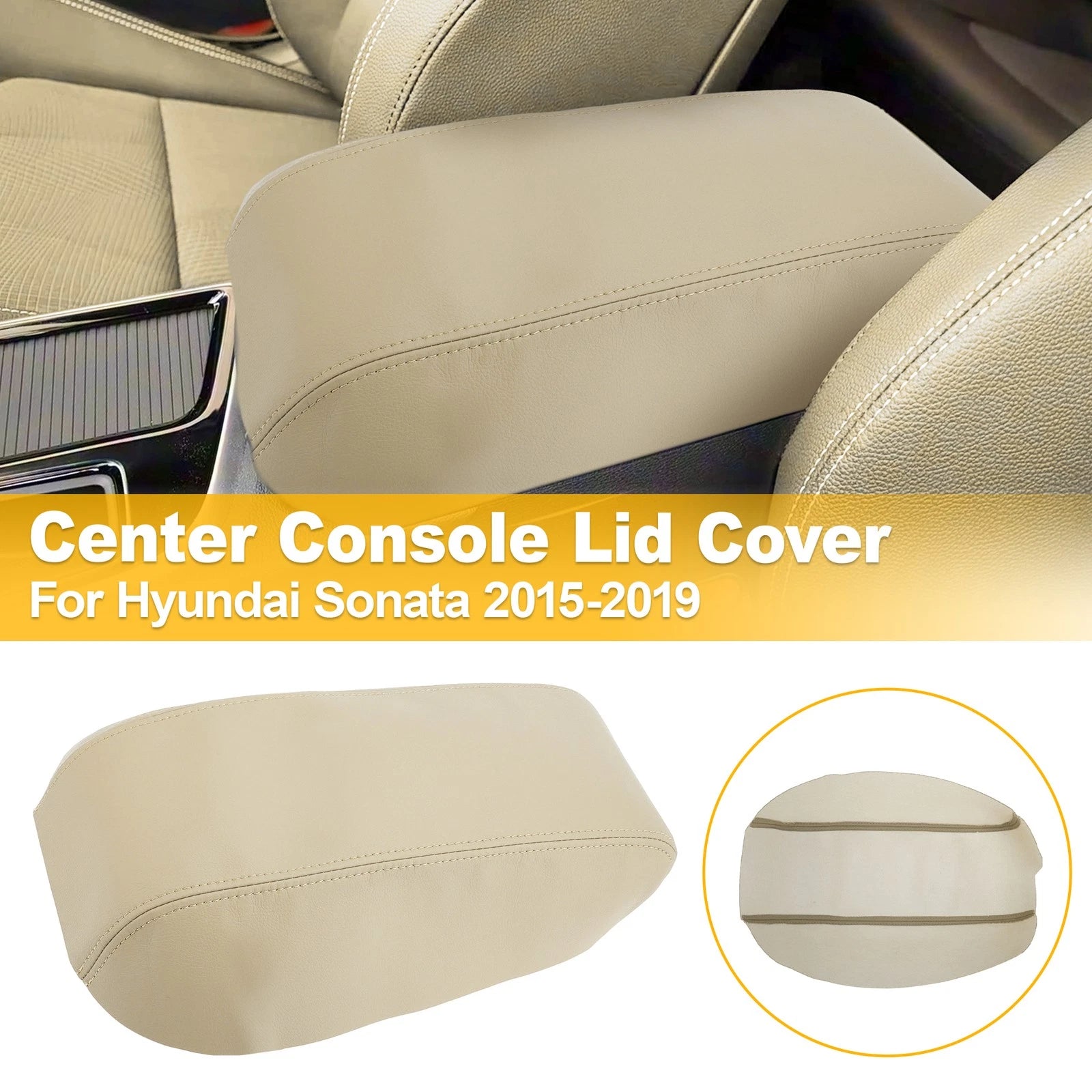 Center Console Armrest Lid Cover Skin for Hyundai Sonata (2015–2019) Beige