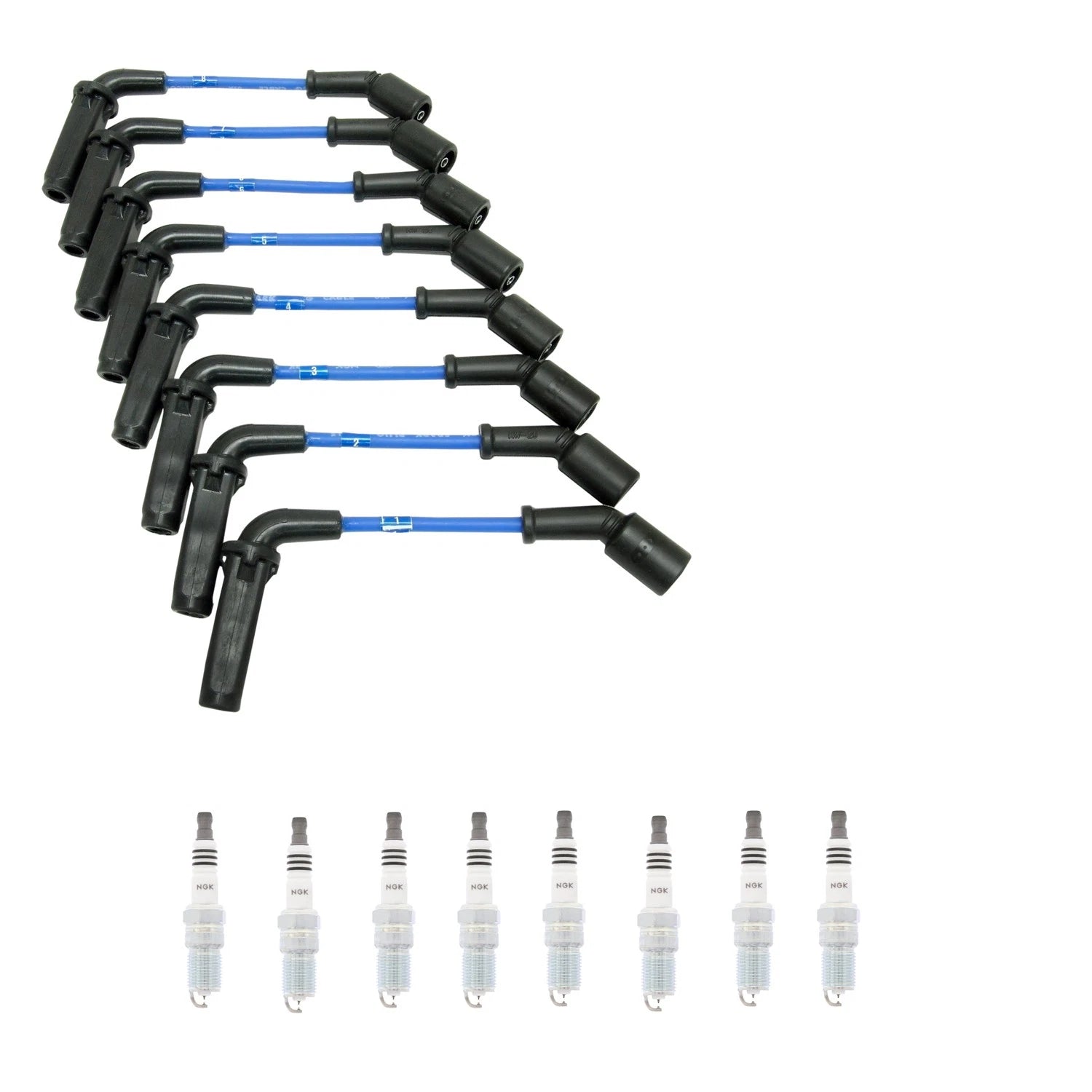 NGK Wire Set & 8 Ruthenium HX Spark Plugs for SSR Trailblazer EXT V8 (2002–2009)