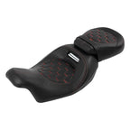 Black Driver Passenger Seat Red Stitching for Harley Touring CVO (2009–2023)