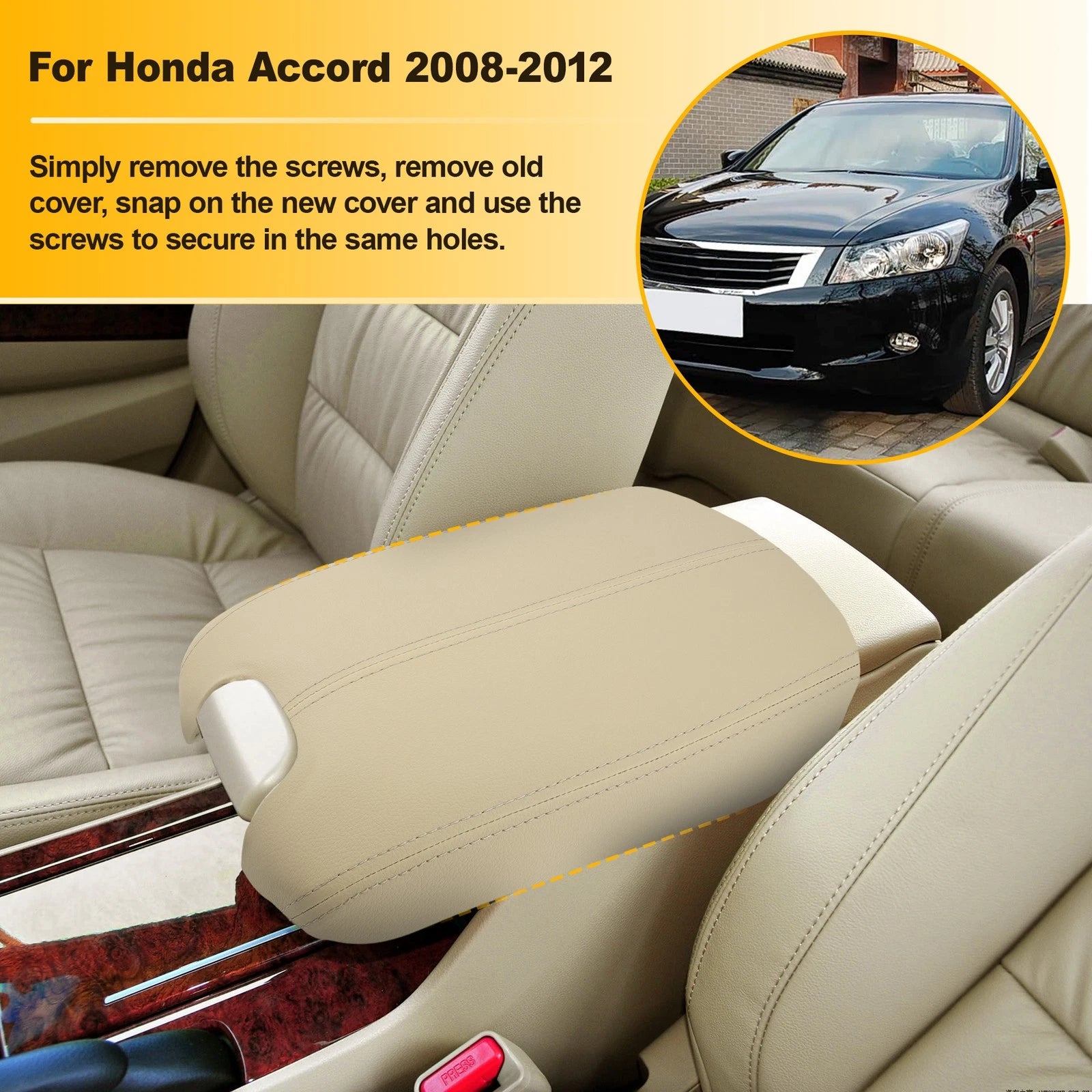Armrest Lid Cover Base for Honda Accord (2008–2012) Beige Tan