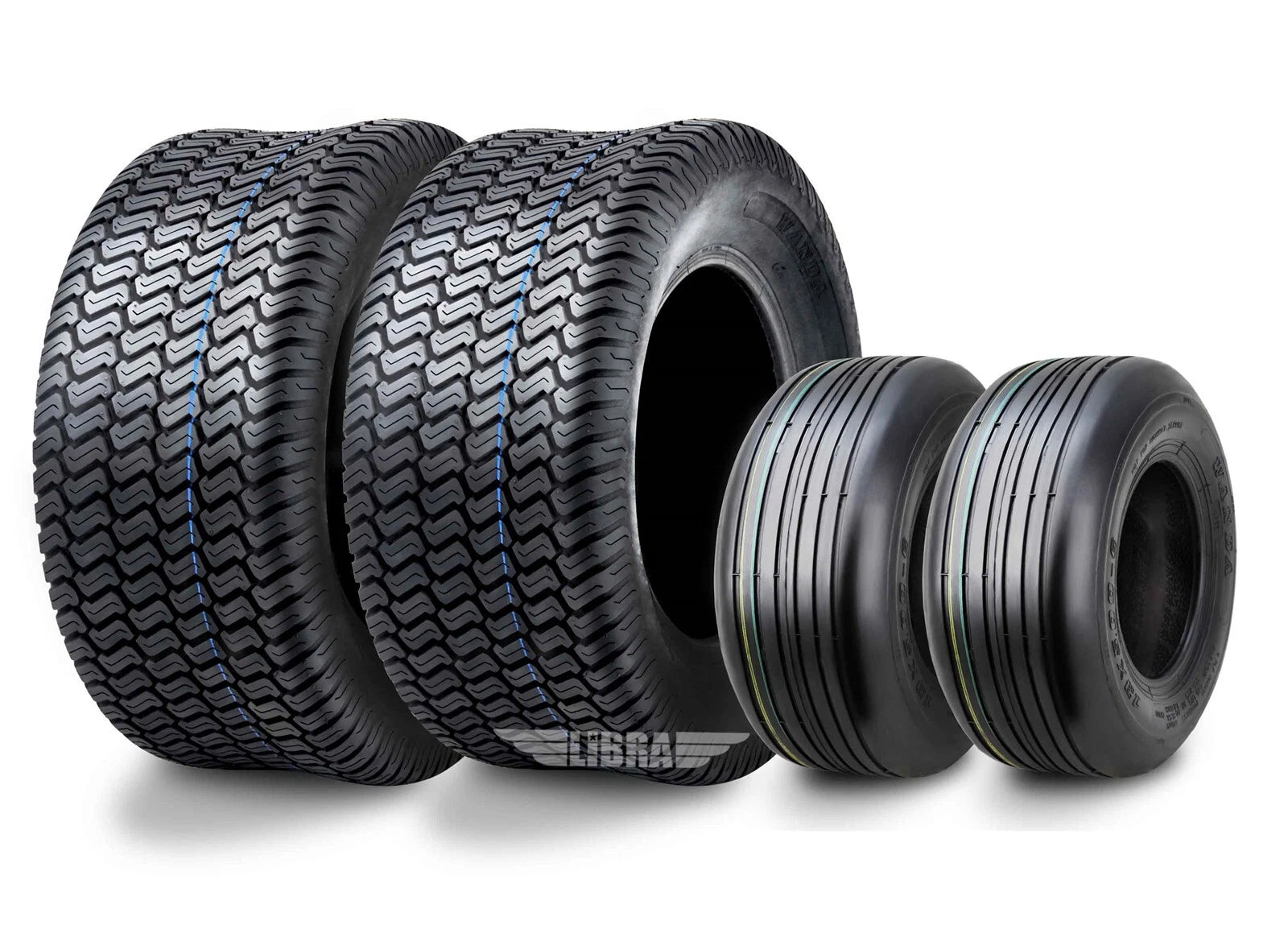 Set of 2 Turf Tires for Zero Turn Lawn Mower (13X6.5-6 & 26X12-12) - 13081/13056