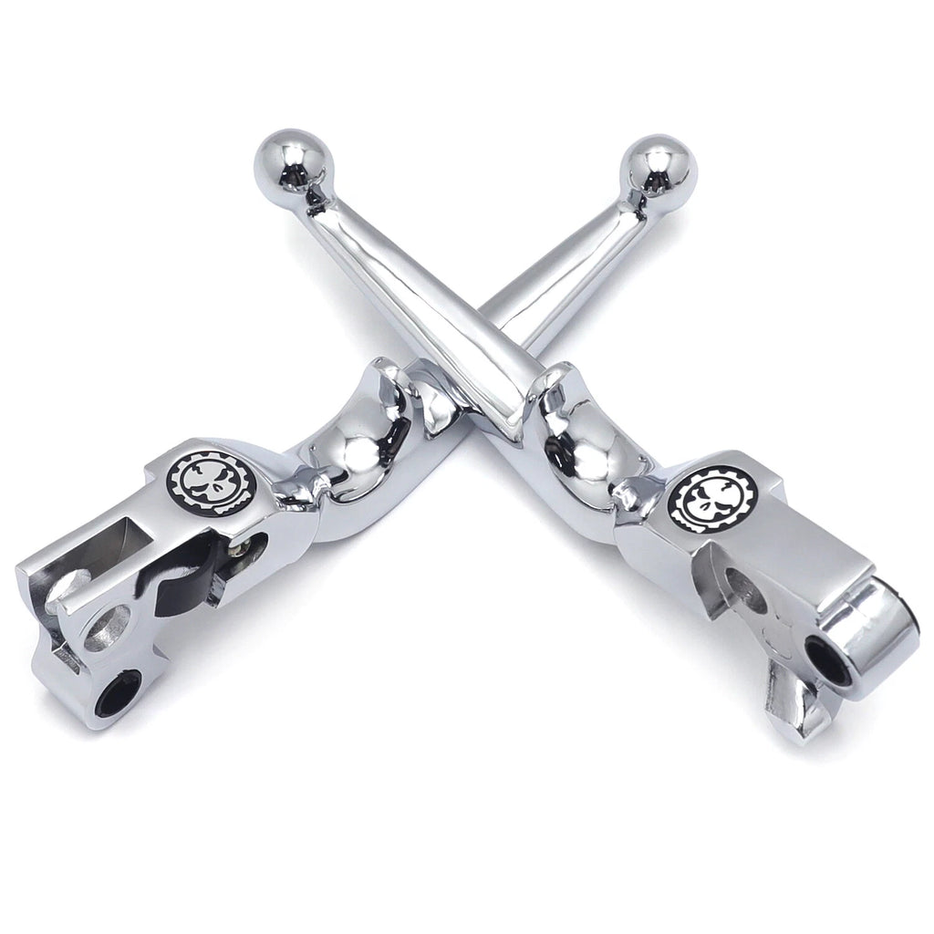 Chrome Skull Brake Clutch Levers for Harley Touring Road King FLHR (1996–2007)