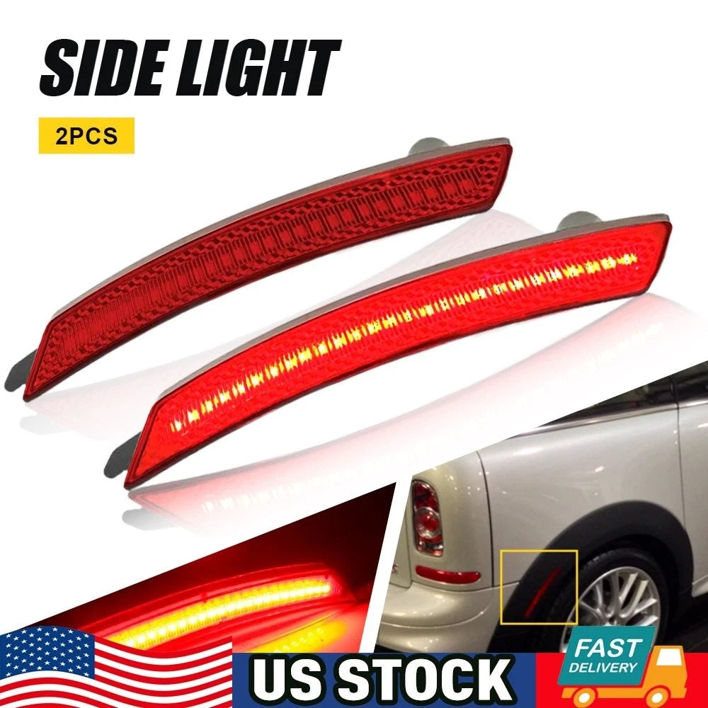 2X Red Rear Side Marker Indicator Lights for Mini Cooper R55 R56 R57 R58 R60