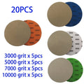 Set of 20 Sanding Discs 125mm for Various Grains (3000/5000/7000/10000)