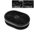 12" Oval Super Flow Thru Air Cleaner for Ford SBC (5-1/8 Carb Neck)