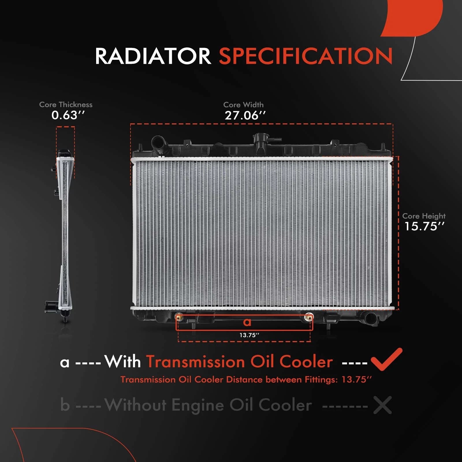Radiator for Nissan Maxima, Infiniti I30 (1999–2003)