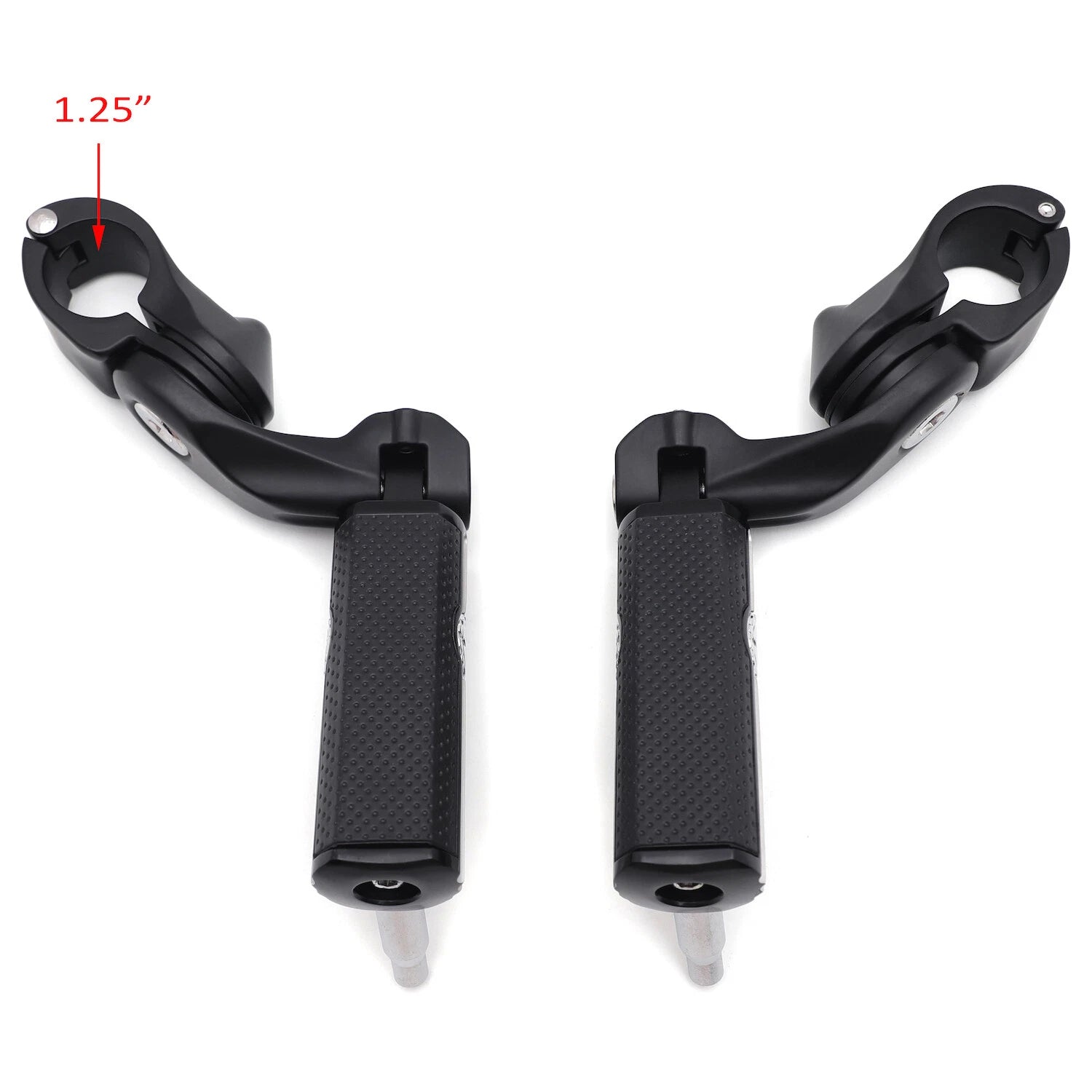 1-1/4" Chrome Black Short Angled Gear Skull Foot Pegs for Motorcycle