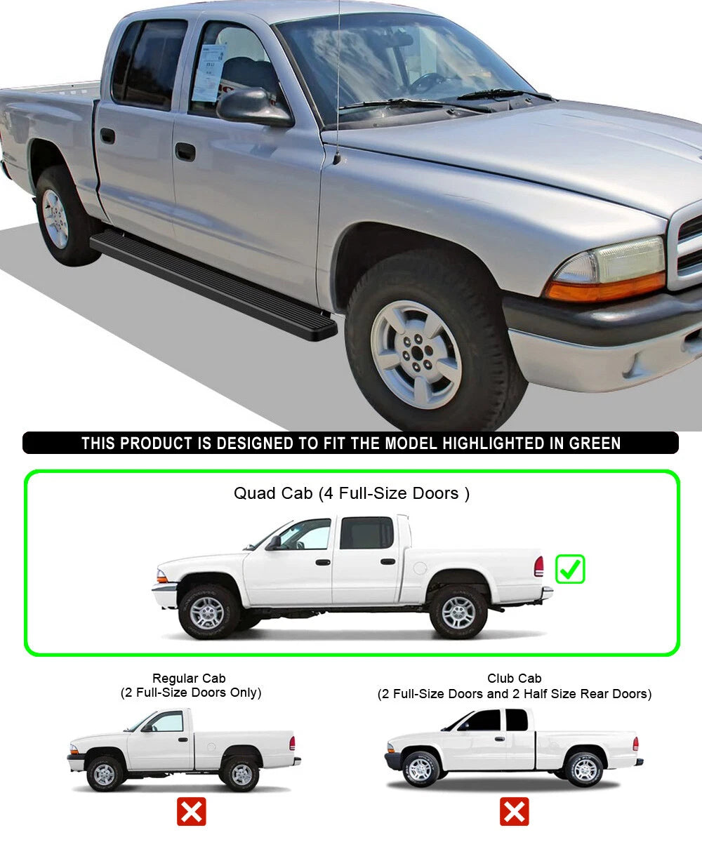 5" Stainless Steel Running Boards for Dodge Dakota (2000-2004)