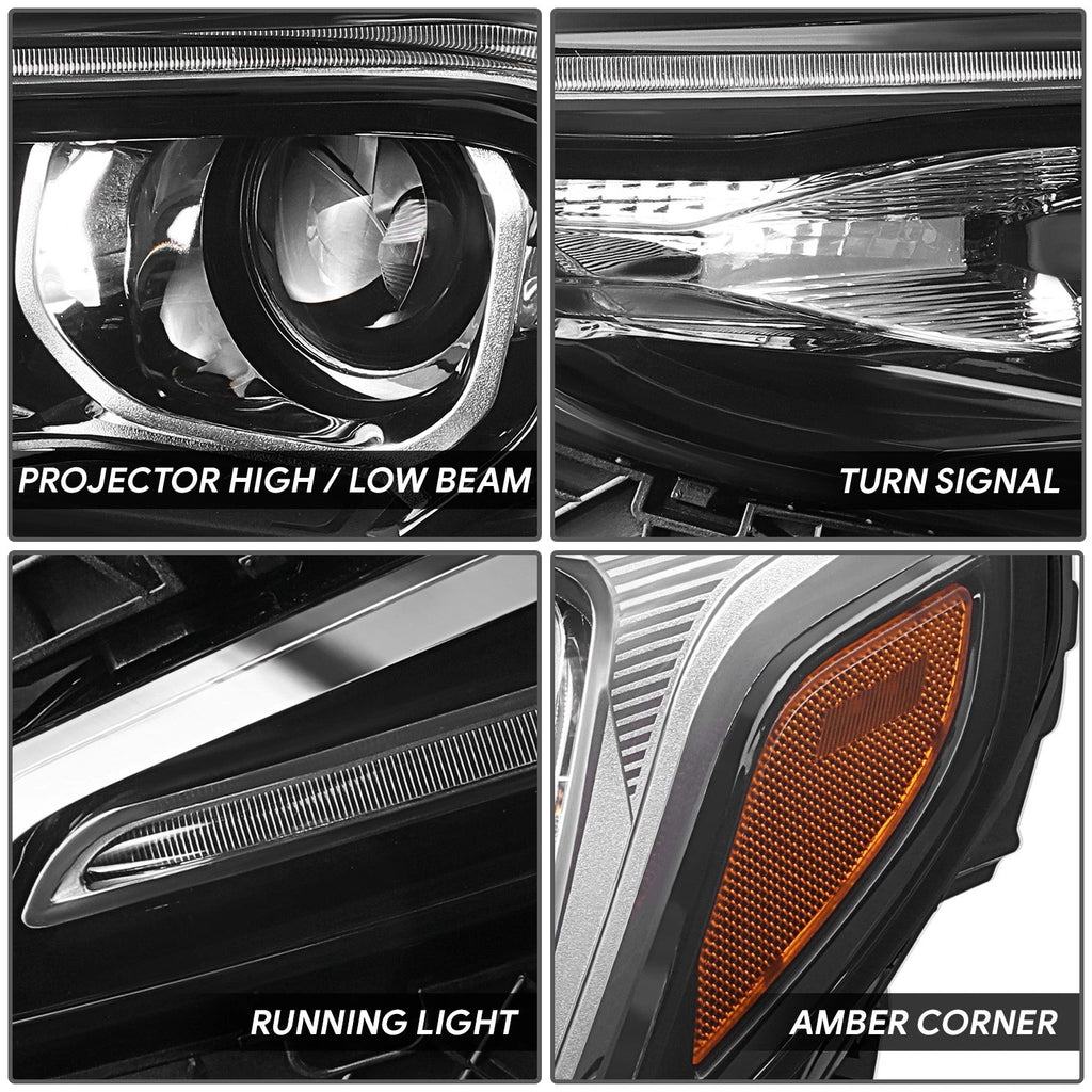 Projector Headlight Driver Left for GMC Terrain (2018–2021) - Black Housing, Amber Corner