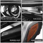 Projector Headlight Driver Left for GMC Terrain (2018–2021) - Black Housing, Amber Corner