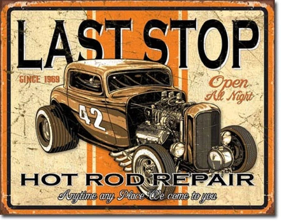 Tin Metal Sign for Hot Rod Classic Car Garage Muscle V8 (Vintage)