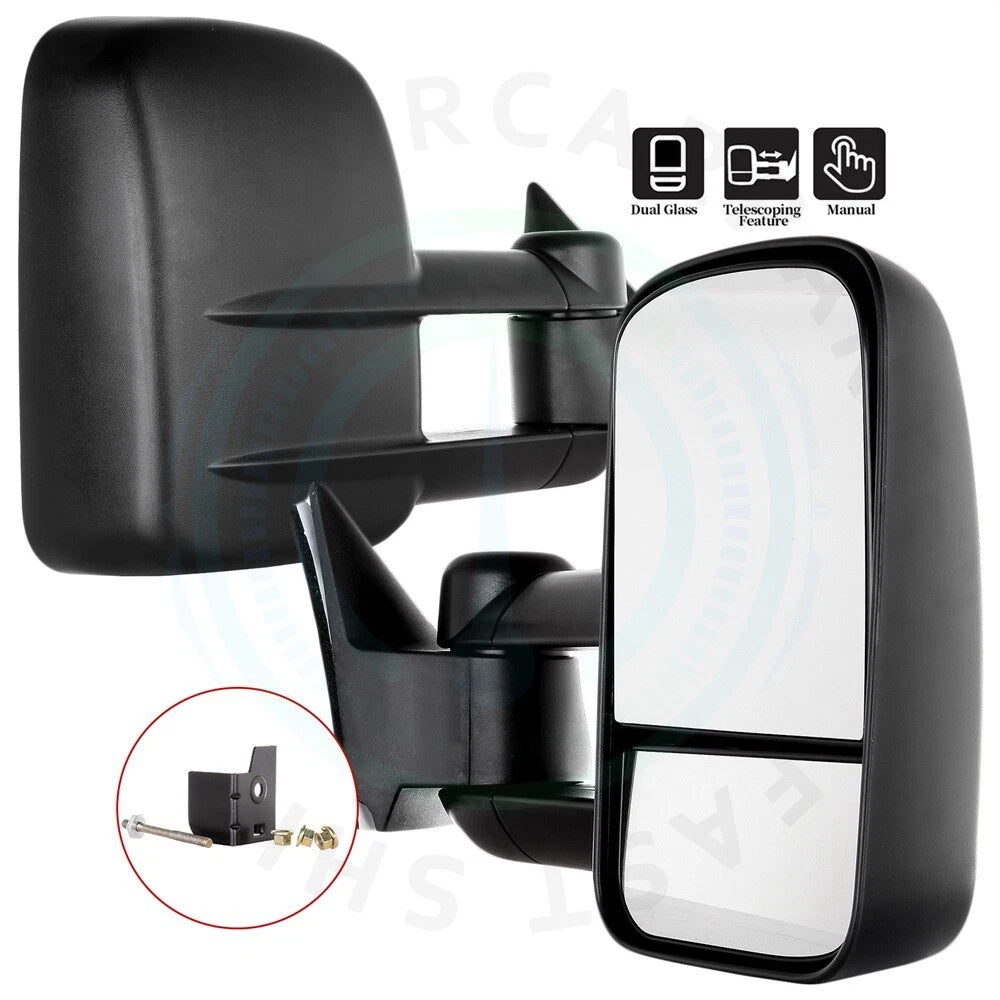 2X Manual Tow Side Mirrors for Chevy GMC C/K 1500 2500 3500 (1988–1998)