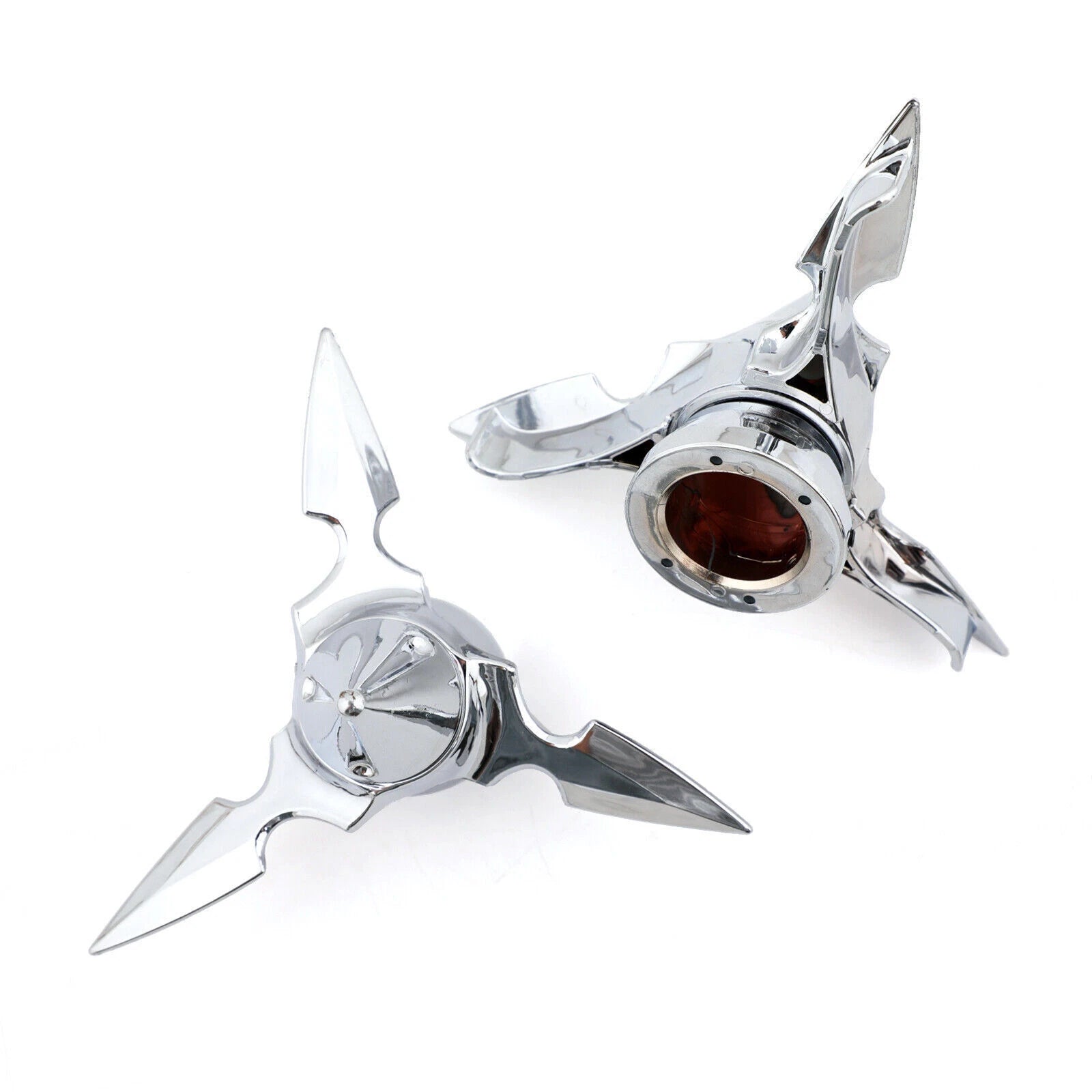 Chrome Spun Blade Front Axle Cap Nut Cover for Harley Softail Touring (GB T9)