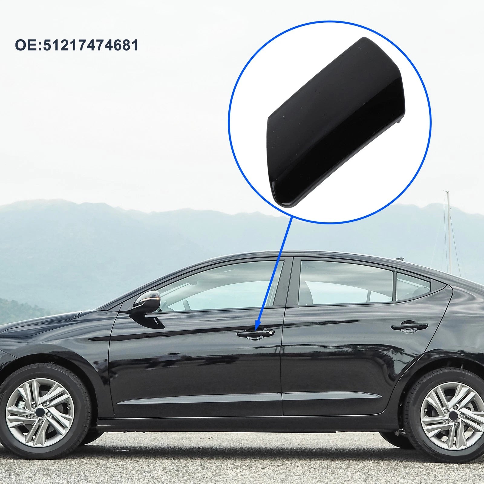 Front Left Door Knob Cover for BMW 7-Series G11 G12 (2017–2022) No. 51217474681 Black