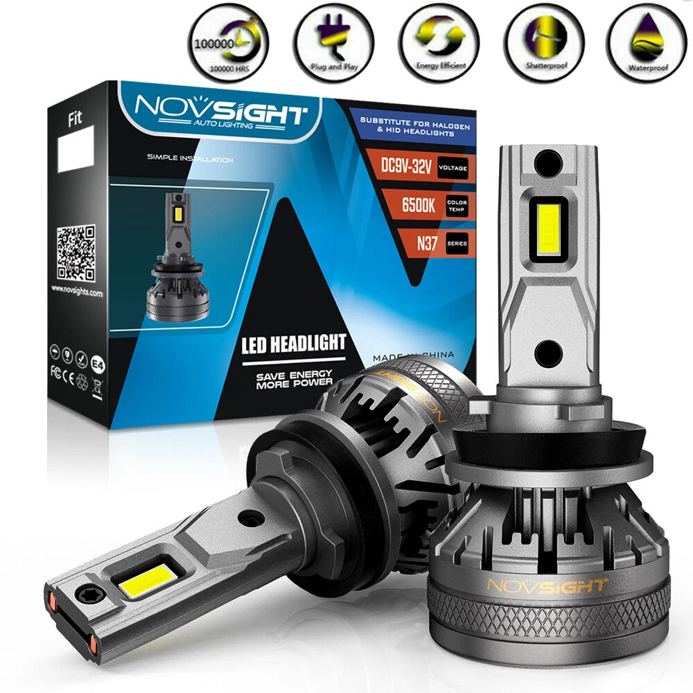 2pc H11 H8 LED Headlight Bulb for NOVSIGHT (6500K, 22000LM)