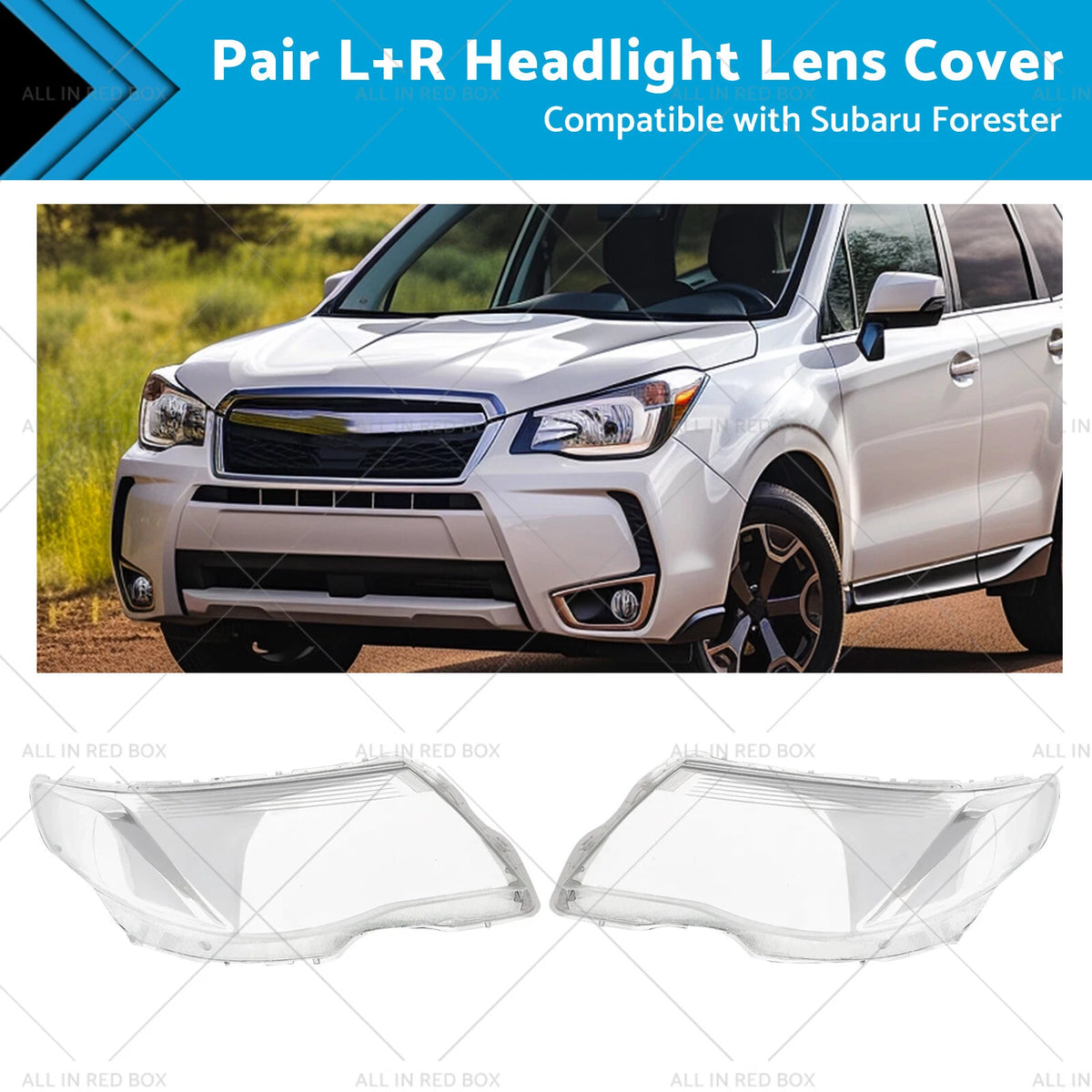 Pair Headlight Lens Cover Replacements for Subaru Forester (2008–2012)