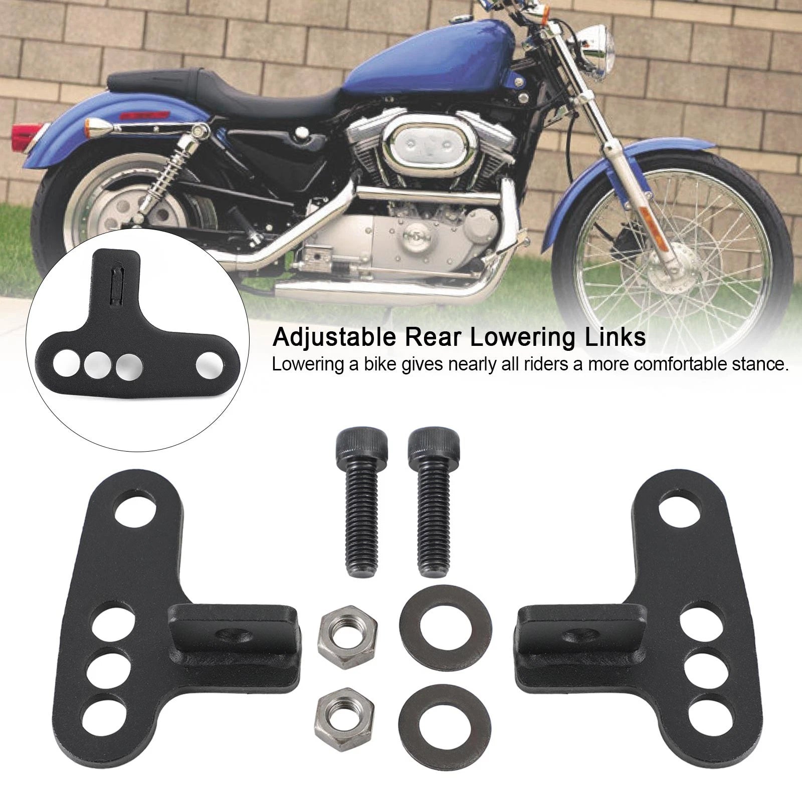 Adjustable Rear Lowering Links Drop Kit for Sportster XL883 1200 (1988–1999)