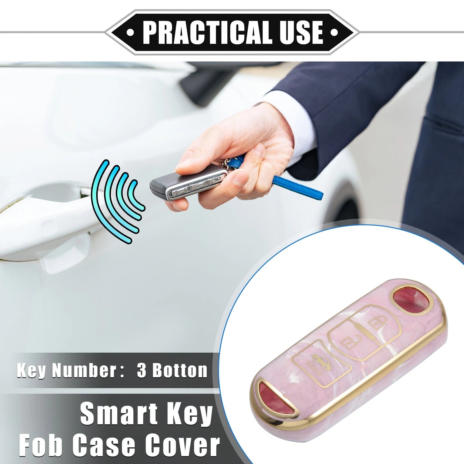 3X Remote Smart Key Fob Cover Case for Mazda CX-3 CX-4 CX-5 (TPU Pink)