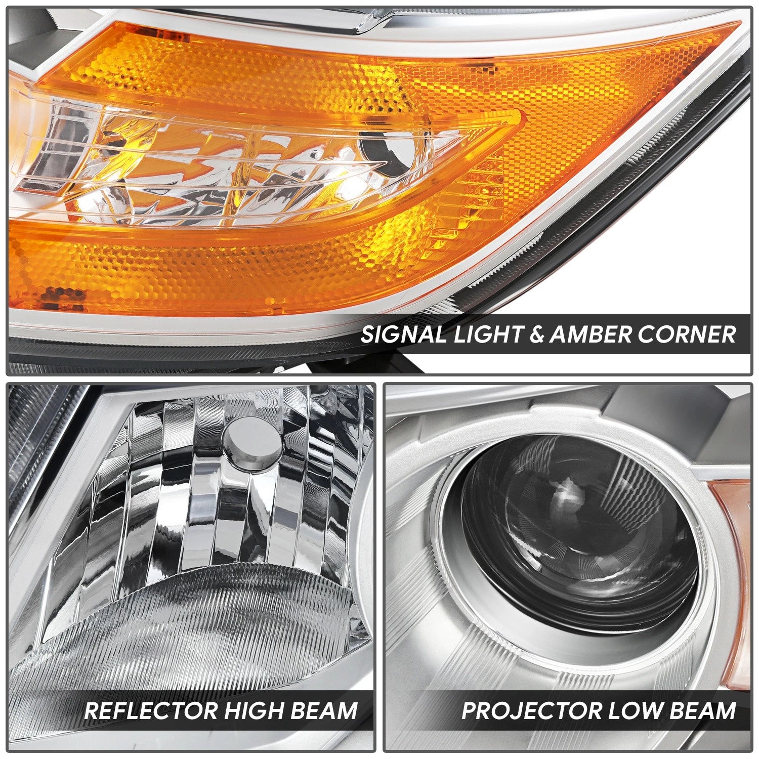 OE Style Projector Headlight for Honda Odyssey (2011–2013) - Left Side, Chrome