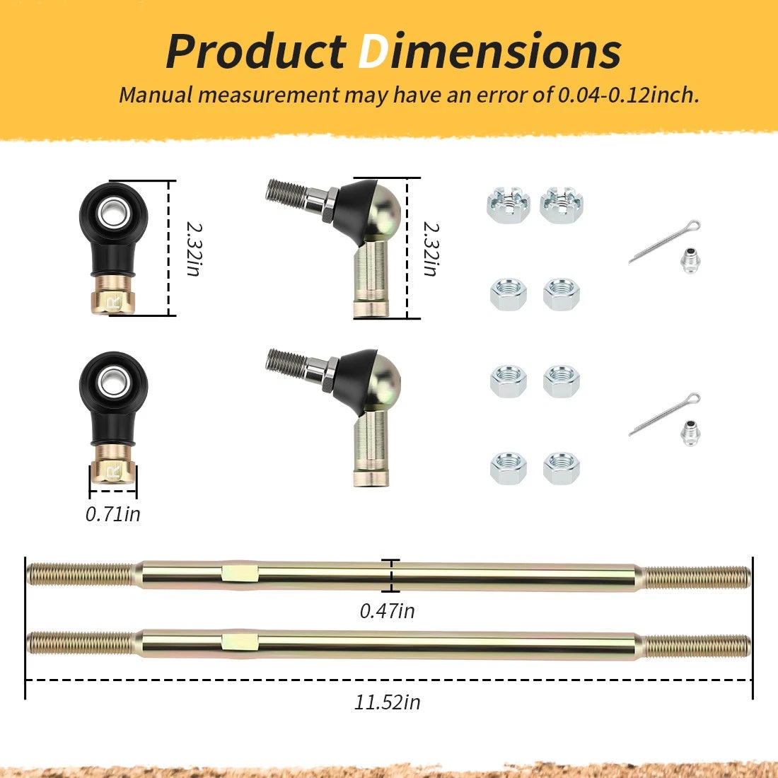 2X Tie Rod End Kit for Polaris Worker 335 500 Diesel 455 Magnum 500 (1999)