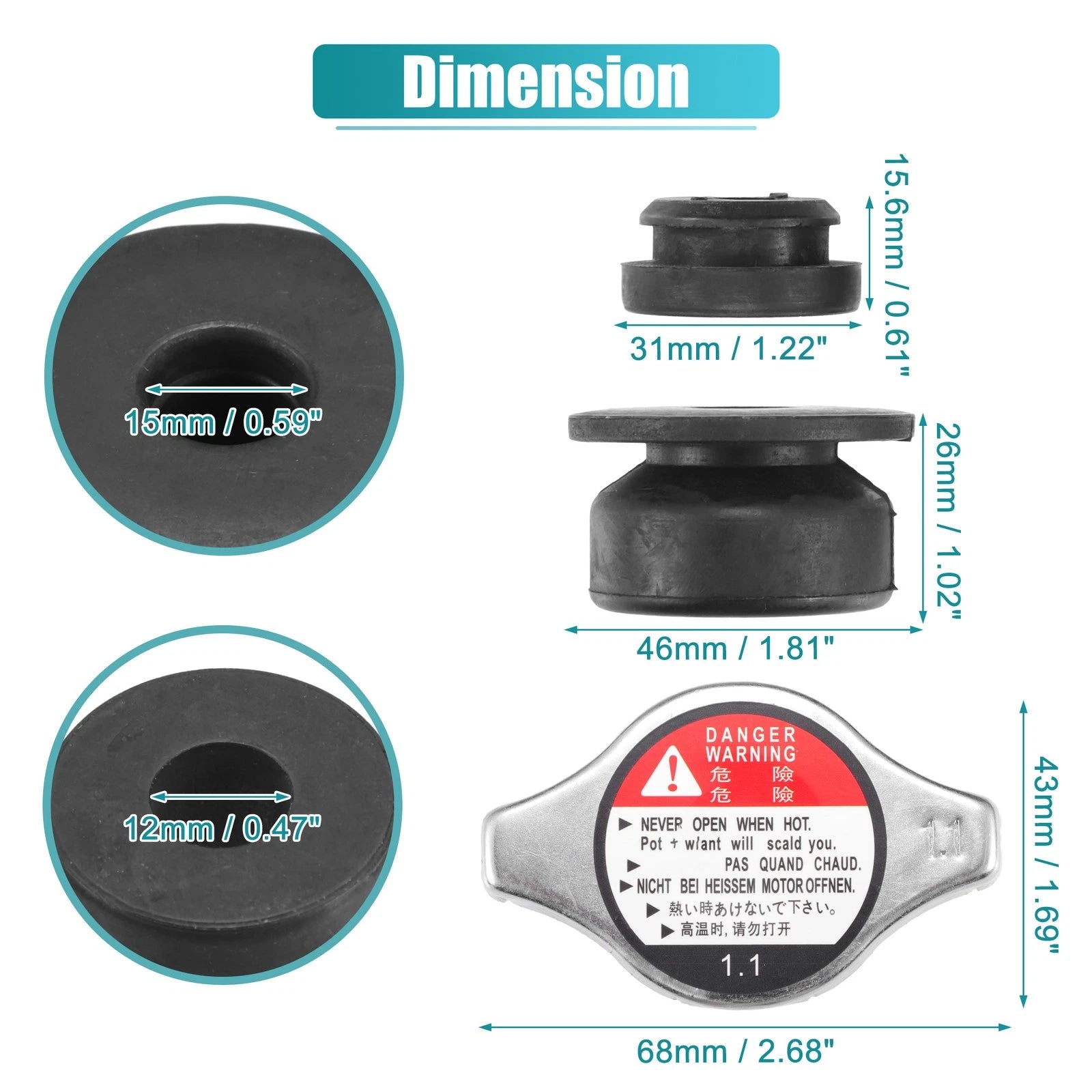 Set of 2 Radiator Mount Insulators for Honda Accord (No. 74172SM4970/74173SJ4000)