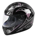 Adult Pink Black Butterfly Full Face Motorcycle Helmet for DOT S-XXL