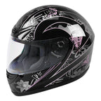 Adult Pink Black Butterfly Full Face Motorcycle Helmet for DOT S-XXL