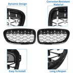 Pair Front Hood Bumper Grille for BMW 528i 535i 550i xDrive (2011–2017)