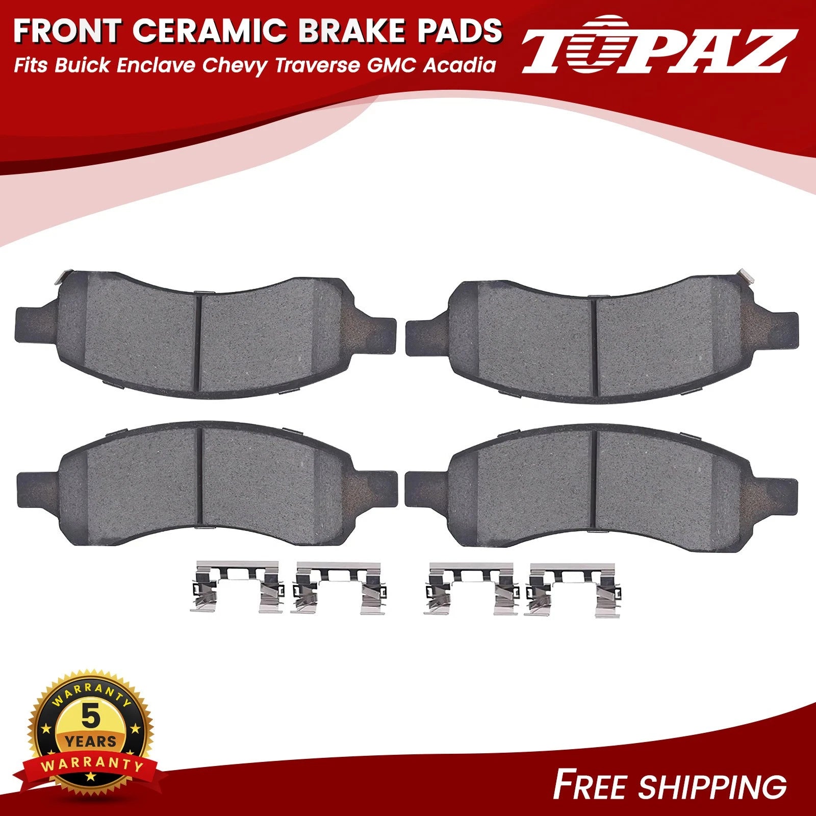 Front Ceramic Brake Pads for Buick Enclave, Chevy Traverse, GMC Acadia (2008–2017)