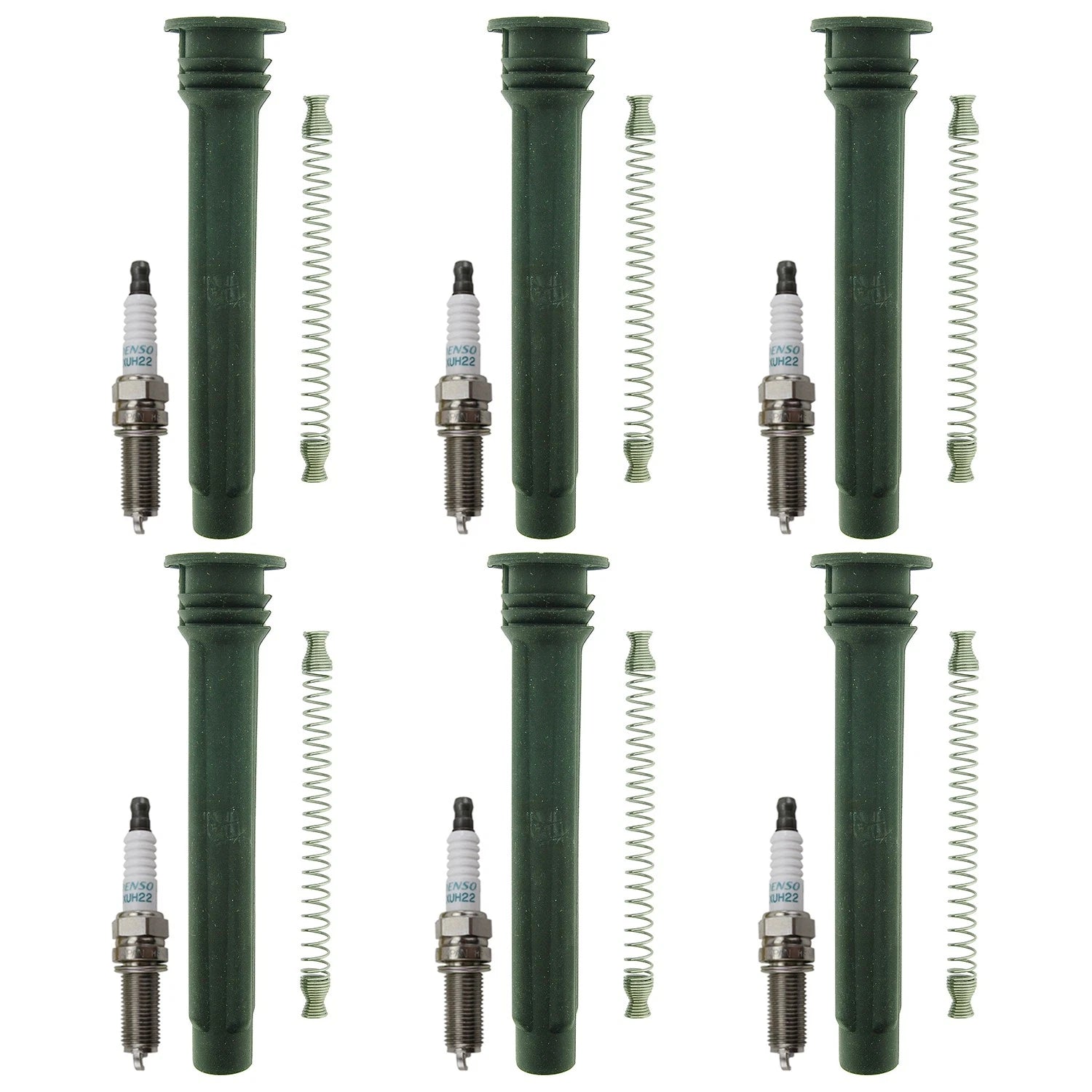 Denso 6 Iridium Power Plugs & NGK Ignition Coil Boots Kit for Avenger Charger (2008–2014)