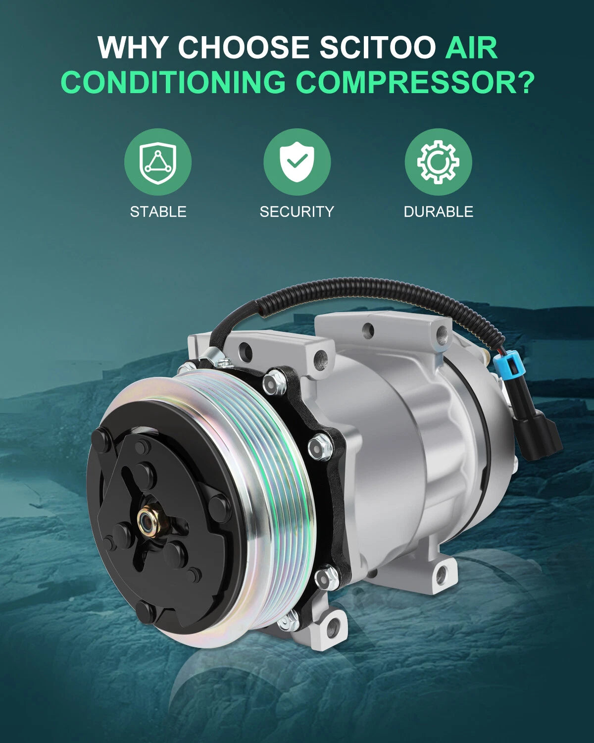 A/C Compressor and Clutch for Volvo VNL VNM VT (2008) 12.1 12.8 14.9L 16.1L