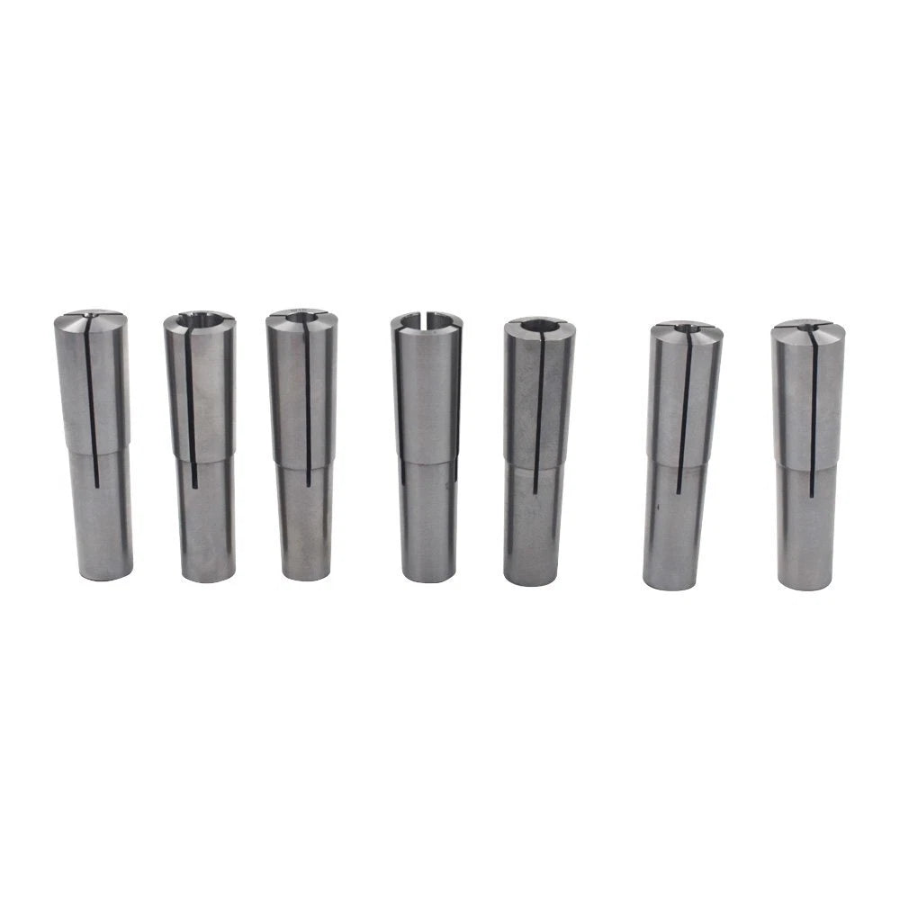 Set of 7 MT2 Round Chuck Collets for Morse Taper Machines (1/8" - 1/2")
